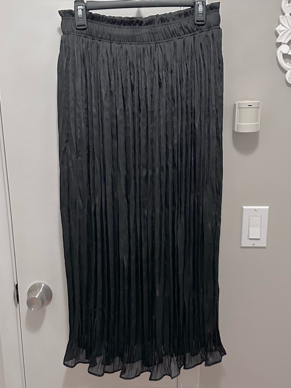 Topshop Black Crinkle Pleated Satin Paper Bag Waist Maxi Skirt 10 Whimsigoth NEW